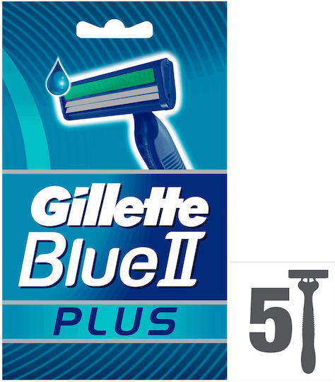 Gillette Blue II Plus Бръсначки за еднократна употреба с 2 остриета и лубрикантна лента 5бр