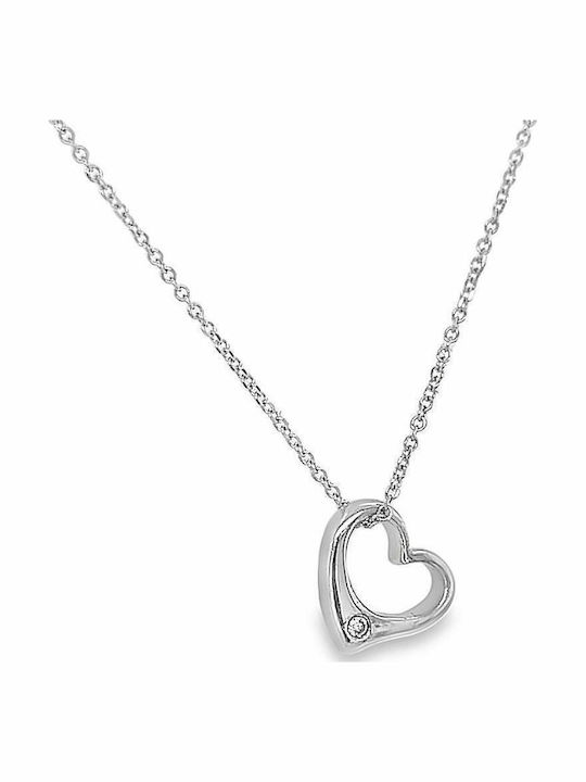 Xryseio Charm Καρδιά από Λευκόχρυσο 18Κ με Διαμάντι