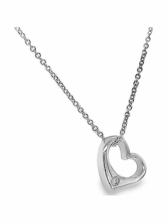 Xryseio Charm Καρδιά από Λευκόχρυσο 18Κ με Διαμάντι