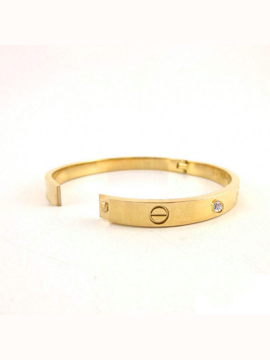 Theodora's Jewellery Βραχιόλι Χειροπέδα από Ατσάλι Επιχρυσωμένο