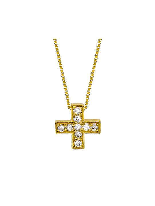 Kiriakos Gofas Gold Cross 18K Double Sided with Chain