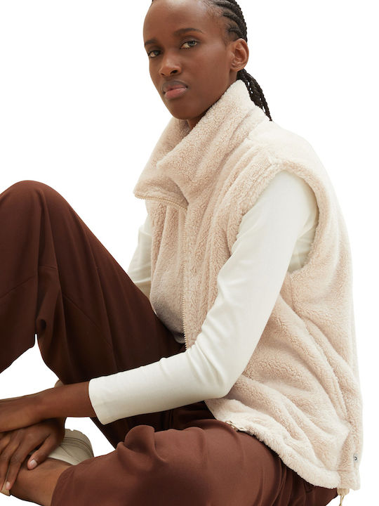 Women's Sleeveless Short Fur Dusty Sand Beige