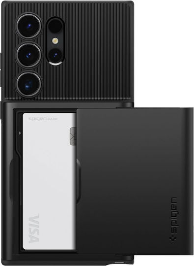 Spigen Slim Armor CS Back Cover Plastic 2mm cu Suport pentru Carduri Negru (Galaxy S24 Ultra)