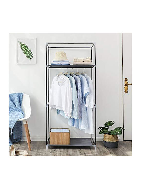 Songmics Fabric Wardrobe with Zipper and Shelves in Gray Color 75x45x160cm