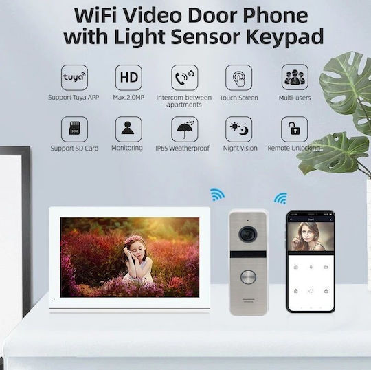 Joytimer Wireless Video Intercom Set Wi-Fi White
