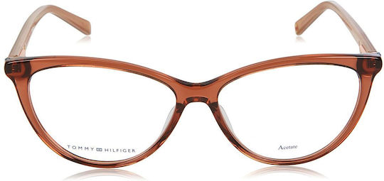 Tommy Hilfiger Women's Acetate Cat Eye Brown Prescription Eyeglass Frame TH1826 09Q