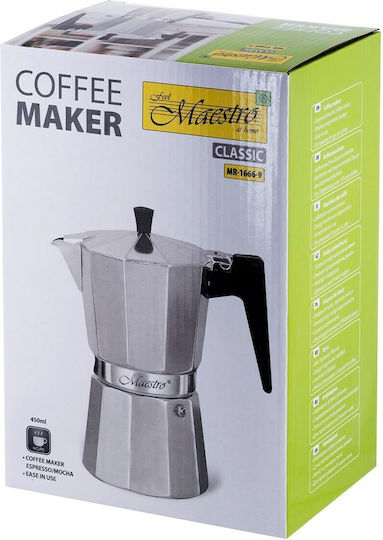 Maestro 9 Espresso Stovetop Pot 9 Cups Silver