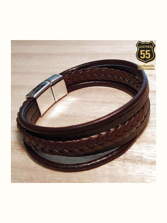 Leather 55 Ανδρικό Βραχιόλι από Δέρμα