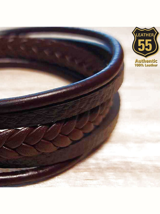 Leather 55 Ανδρικό Βραχιόλι από Δέρμα