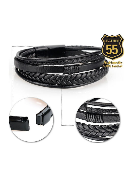 Leather 55 Ανδρικό Βραχιόλι Δερμάτινο
