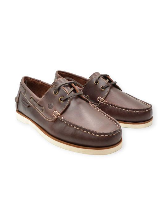 Hawkins Premium Δερμάτινα Ανδρικά Boat Shoes σε Καφέ Χρώμα