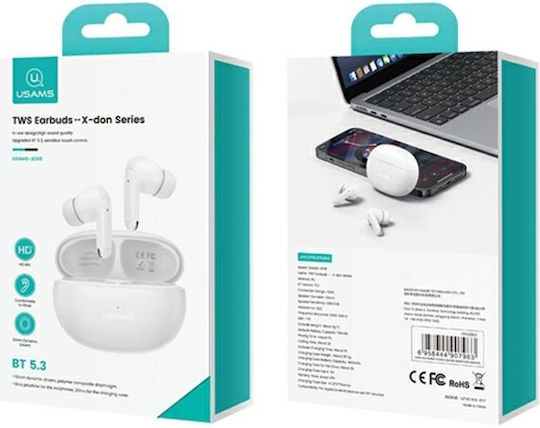 Usams X-Don Series Dual In-ear Bluetooth Handsfree Ακουστικά με Θήκη Φόρτισης Μωβ