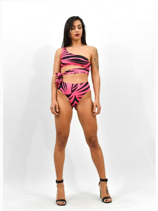 Modern Ocean Bikini Set Triangle Top & Slip Bottom Fuchsia