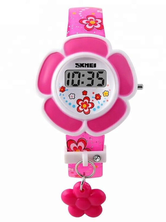 Skmei Kinder-Digitaluhr Flowers mit Kautschuk/Plastikarmband Rosa