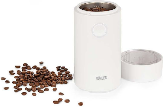 Muhler Elektrischer Kaffeemühle 150W mit einer Kapazität von 50gr Weiß