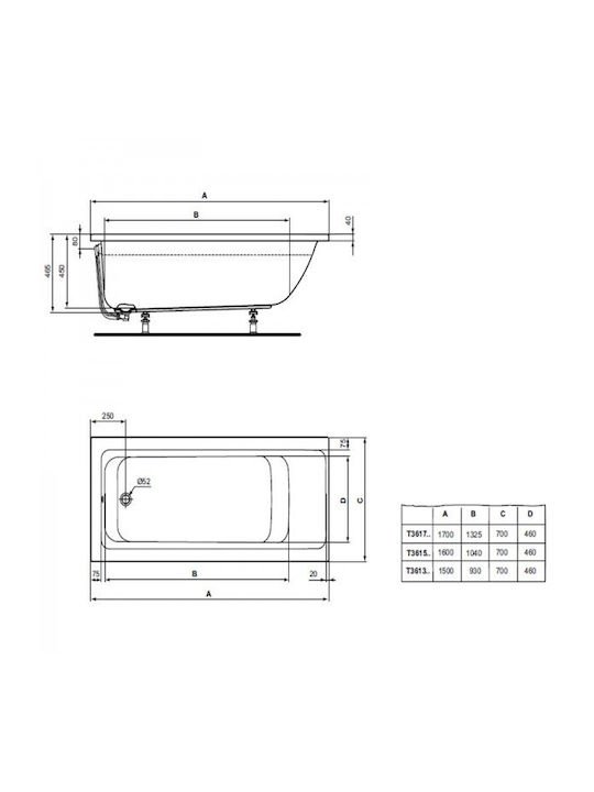 Ideal Standard Connect Air Μπανιέρα Ακρυλική 160x70cm
