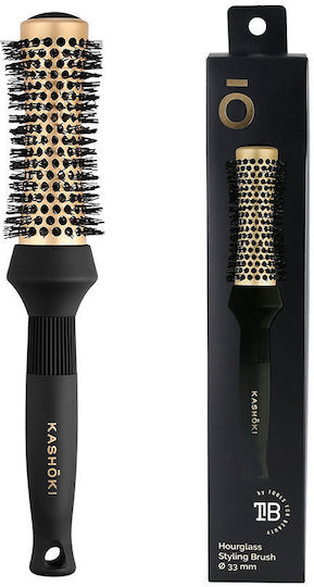 Kashoki Hourglass Modeling Brush Brush Hair for Straightening Black 33mm