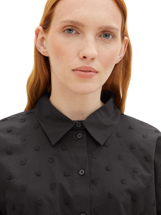 Dot Structure Women's Polka Dot Long Sleeve Shirt Black (34035/black Dot Structure)