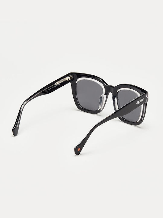 Cosselie Aniak Unisex Sunglasses with Black Horn-Rimmed Frame and Gray Lenses