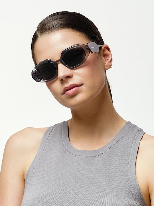 Cosselie Quebec Unisex Sunglasses with Gray Horn-Rimmed Frame and Gray Lenses