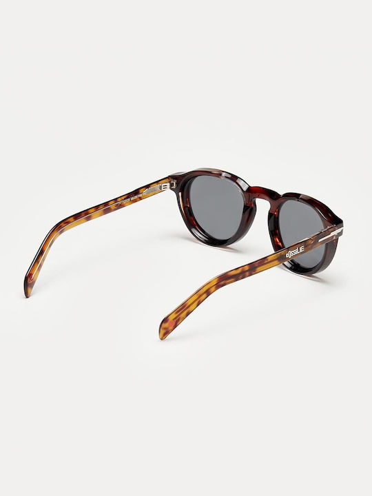 Cosselie Oslo Unisex Sunglasses With Brown Tartaruga Horn-Rimmed Frame And Gray Lens