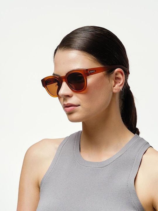 Cosselie Leon Unisex Sunglasses with Orange Plastic Frame and Brown Polarized Lens 1802202323