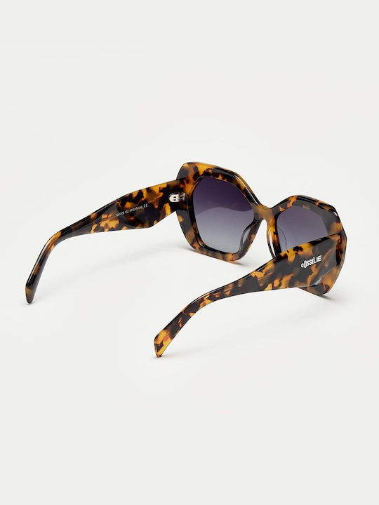 Cosselie Dallas Women's Sunglasses with Brown Tartaruga Horn-Rimmed Frame and Gray Gradient Lenses