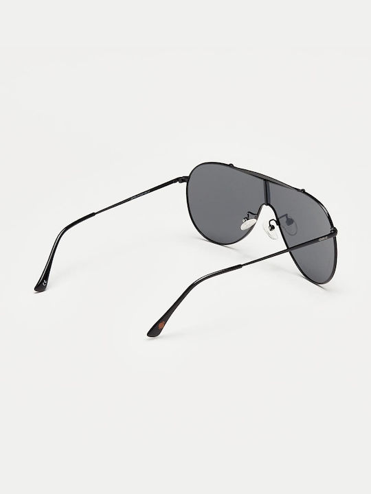 Cosselie Porto Men's Sunglasses with Black Metallic Frame and Black Lens
