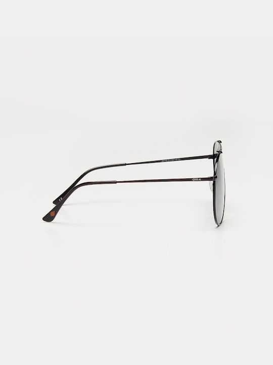 Cosselie Porto Men's Sunglasses with Black Metallic Frame and Black Lens