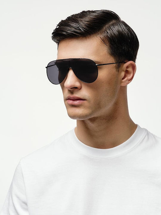 Cosselie Porto Men's Sunglasses with Black Metallic Frame and Black Lens