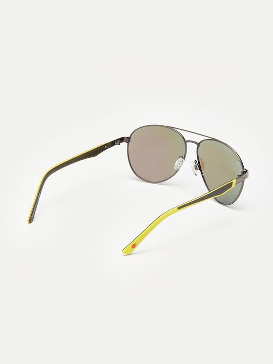 Cosselie Andria Unisex Sunglasses with Gold Metallic Frame and Green Mirror Lens 1802202341