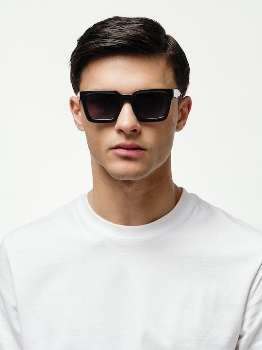 Cosselie Miami Unisex Sunglasses with Black Horn-Rimmed Frame and Gray Gradient Lenses