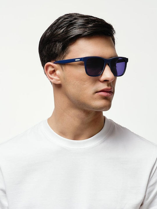 Cosselie Bondi Unisex Sunglasses with Navy Blue Horn-Rimmed Frame and Blue Lenses
