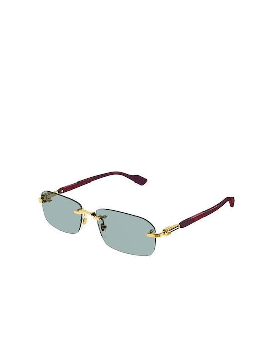 Gucci Sunglasses with Gold Metal Frame and Gray Lens