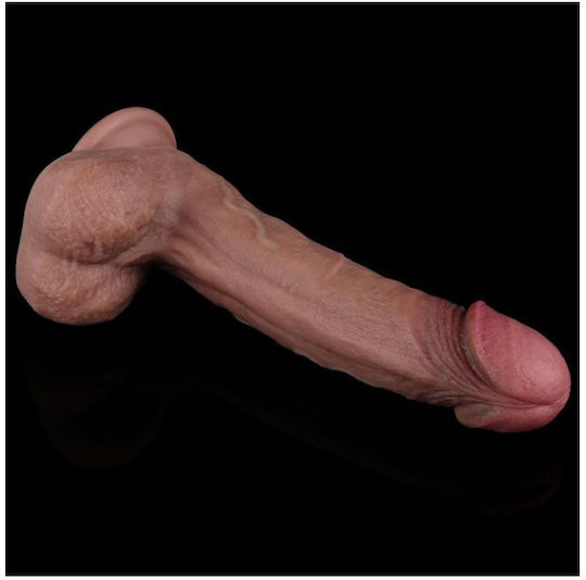 Lovetoy Dual Layered Dildo Dildo με Όρχεις και Βεντούζα 22.5cm