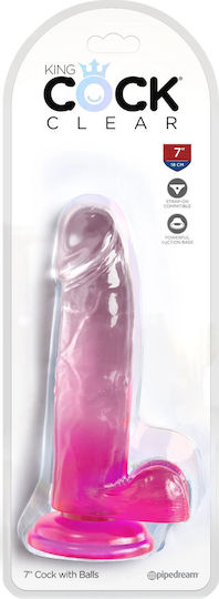 King Cock Realistisches Dildo mit Hoden und Saugnapf Rosa