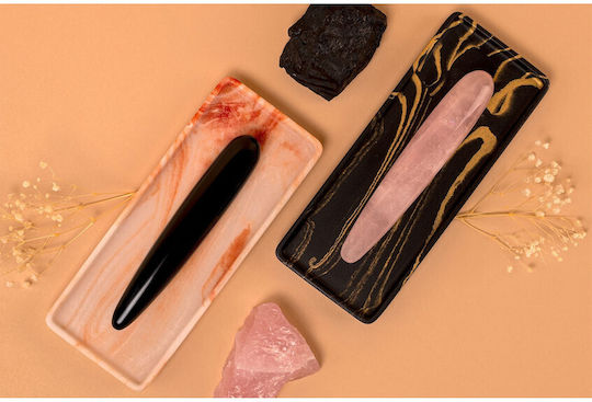Le Wand Crystal Slim Wand Dildo din sticlă Black Obsidian 18cm