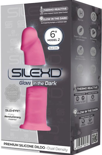 SilexD Glass Dildo with Balls and Suction Cup Pink 15cm