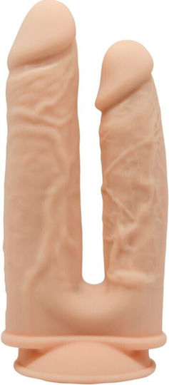 SilexD Διπλό Dildo με Όρχεις και Βεντούζα Flesh 20cm