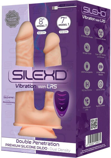 SilexD Διπλό Dildo με Όρχεις και Βεντούζα Flesh 20cm