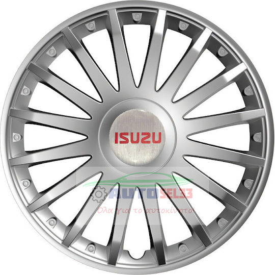 Versaco Car Hubcap Set Crystal with Isuzu Emblem 14" 4pcs Silver