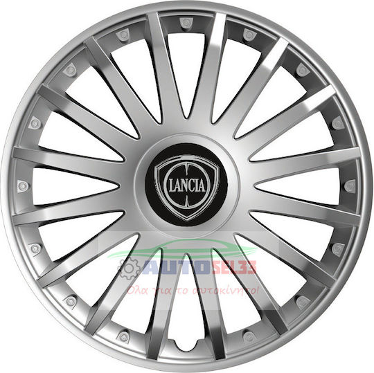 Versaco Set Capace Roți Auto Crystal cu Sigla Lancia 4buc 14" Argintiu