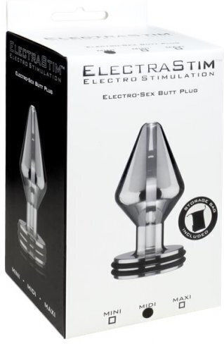 Electrastim Midi Classic Electro Butt Plug Πρωκτική Σφήνα με Δόνηση Medium Ασημί 7cm