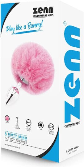 Zenn Deluxe Fluffy Bunny Tail Πρωκτική Σφήνα Ροζ 6.5cm
