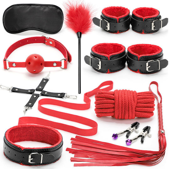 Fever BDSM Kit σε Κόκκινο Χρώμα 10τμχ
