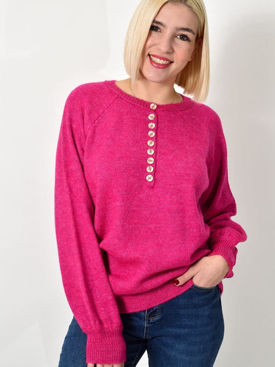 Potre Women's Long Sleeve Sweater Fuchsia