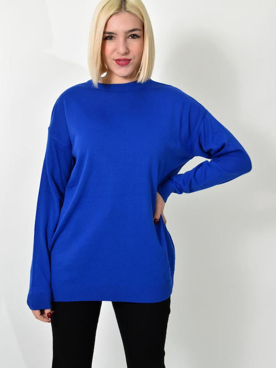 Potre Women's Long Sleeve Sweater Blue Roulette