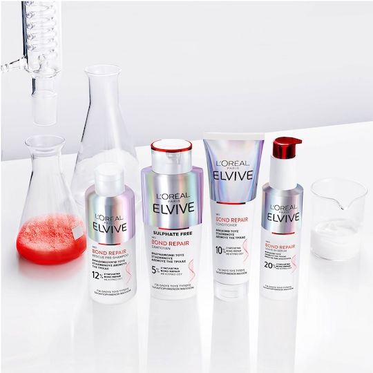 L'Oreal Paris Elvive Bond Repair Hair Care Set for Reconstruction & Nourishment for Damaged Hair with Shampoo, Conditioner and Serum 4pcs