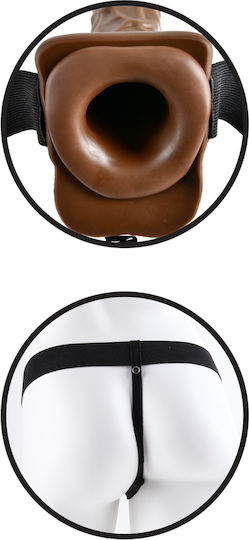 Pipedream Fetish Fantasy Series Hollow Strap-On with Balls Harness with Dildo 18cm in Brown Color