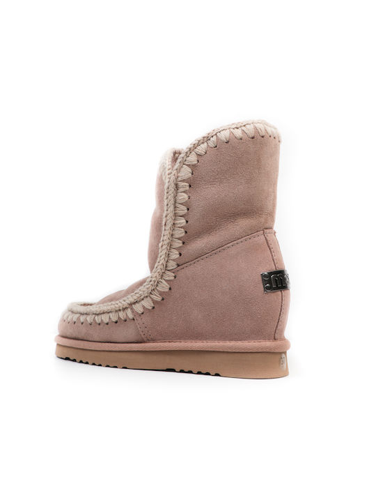 Mou Eskimo Leder Damen Knöchelstiefel mit Pelz Braun